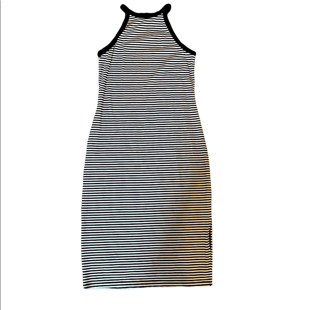 Old Navy high neck black and white stripe midi dress size M NWOT